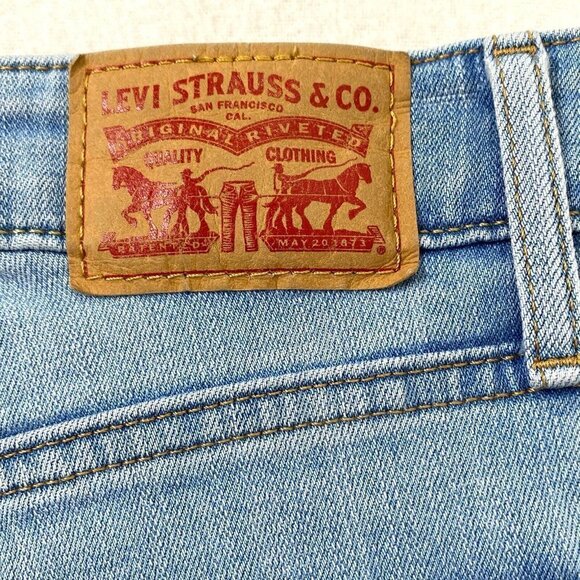 Levi's 721 Womens size 28 High Rise Skinny Stretch Denim Jeans Raw Hem Blue - Picture 5 of 14